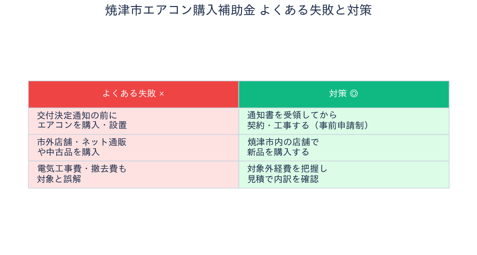 焼津市エアコン購入補助金 よくある失敗と対策