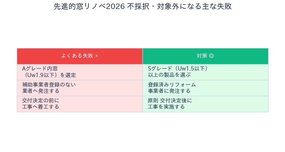 先進的窓リノベ2026 不採択を避ける対策