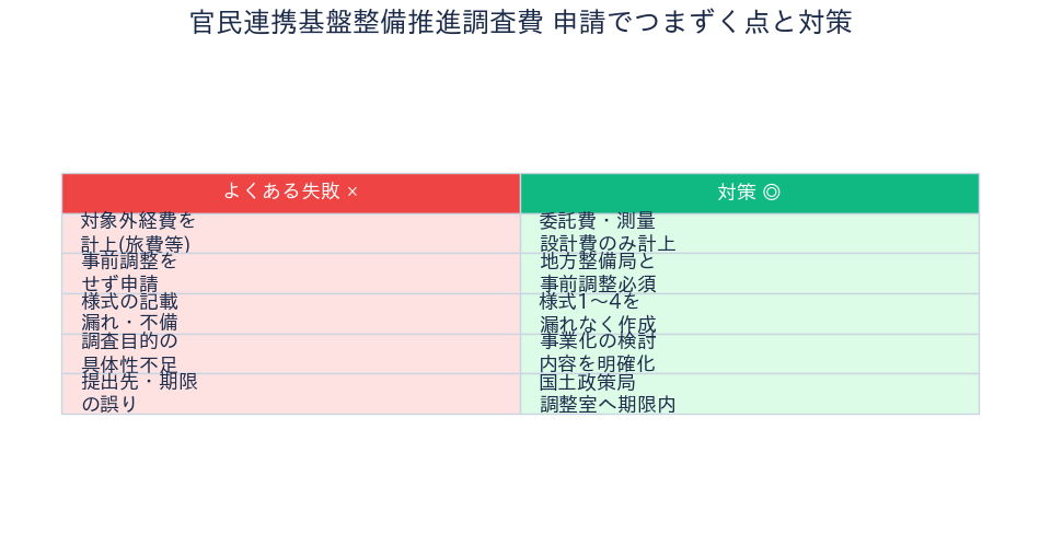 官民連携基盤整備推進調査費 つまずく点と対策