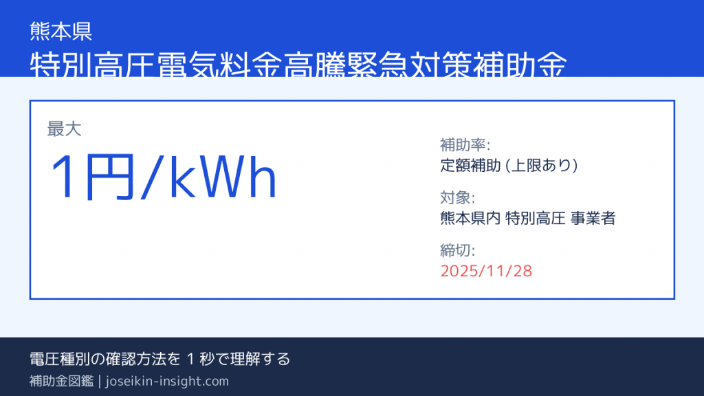 熊本県 特別高圧電気料金高騰緊急対策補助金 最大1円/kWh