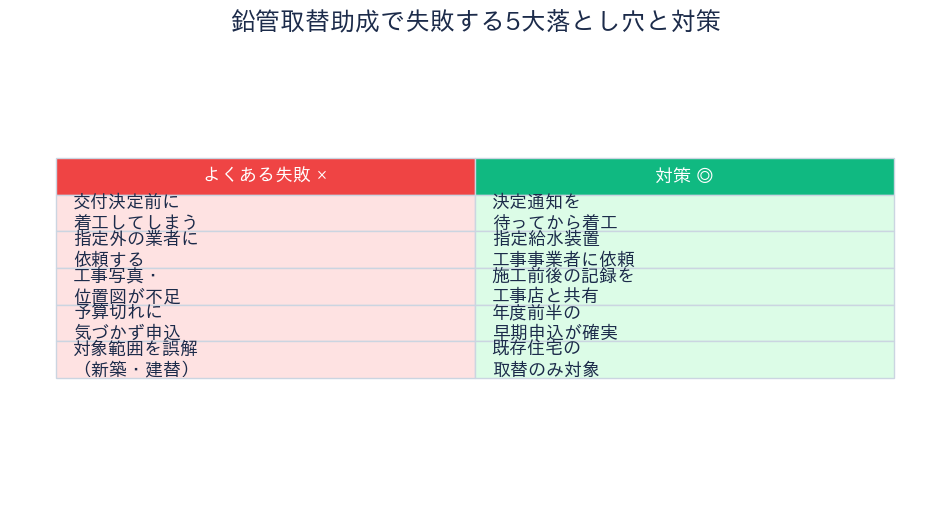 鉛製給水管取替助成 失敗と対策