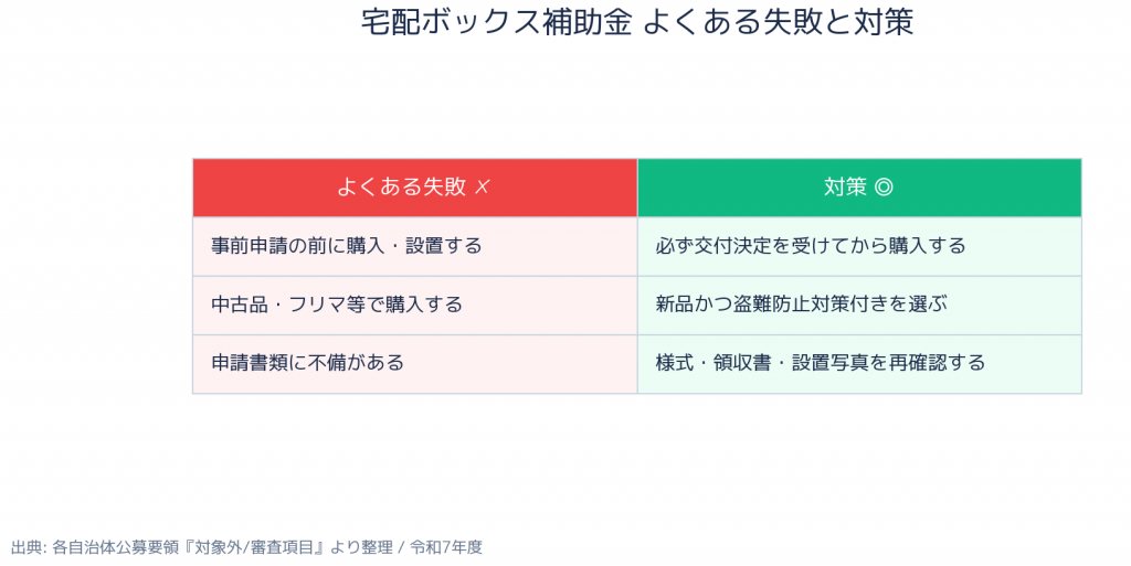 対象5市町 宅配ボックス購入補助金 - よくある失敗と対策