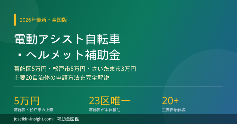 電動自転車補助金【令和8年度】最大5万円・全国20自治体の申請方法の概要画像
