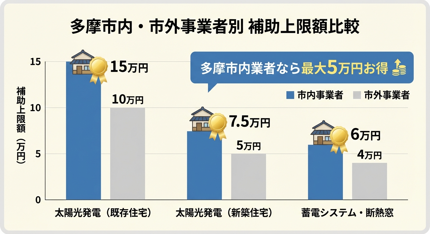 AI図解: 市内・市外事業者による補助上限額の比較