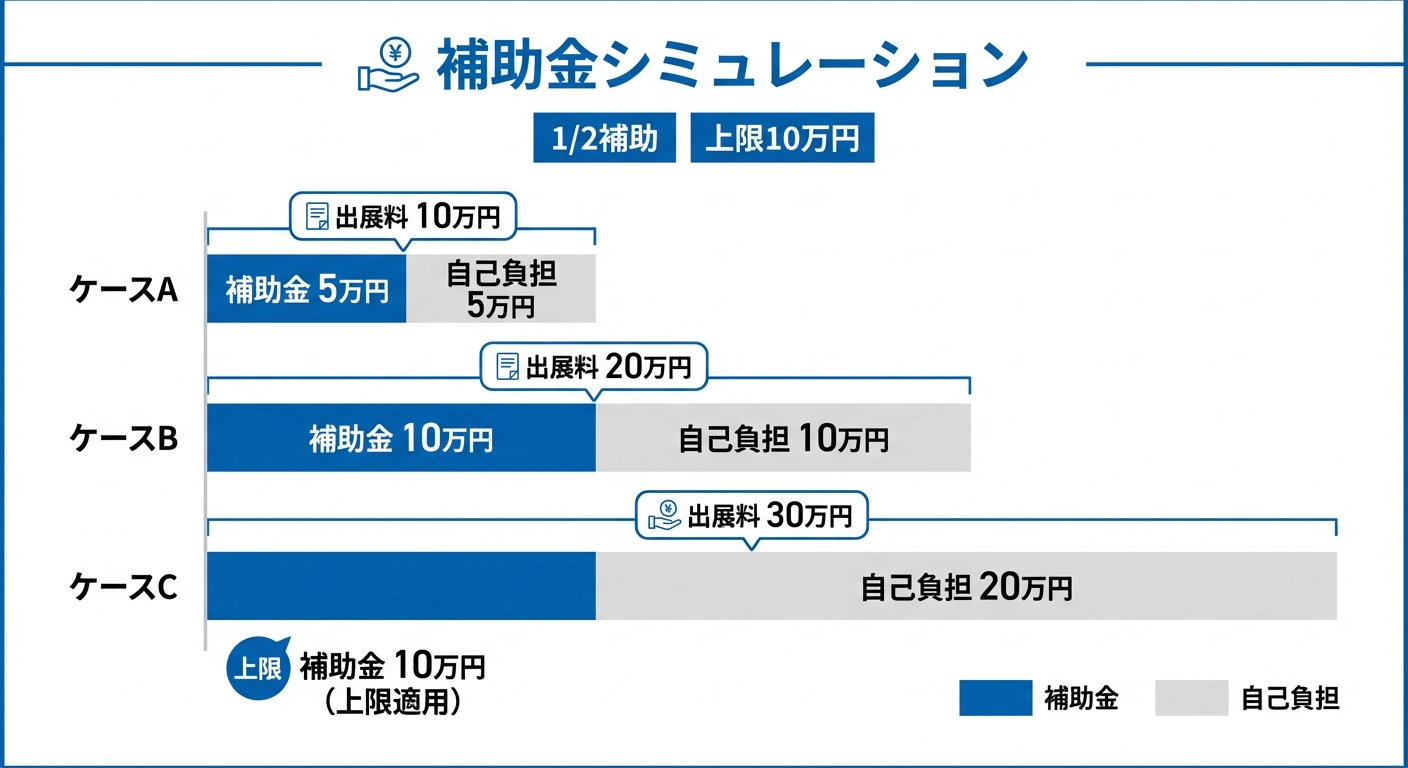 AI図解: 補助金額の算出シミュレーション（上限10万円の壁）