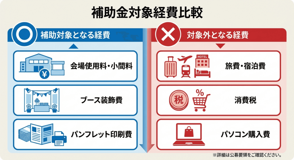 AI図解: 補助対象・対象外経費の比較図解