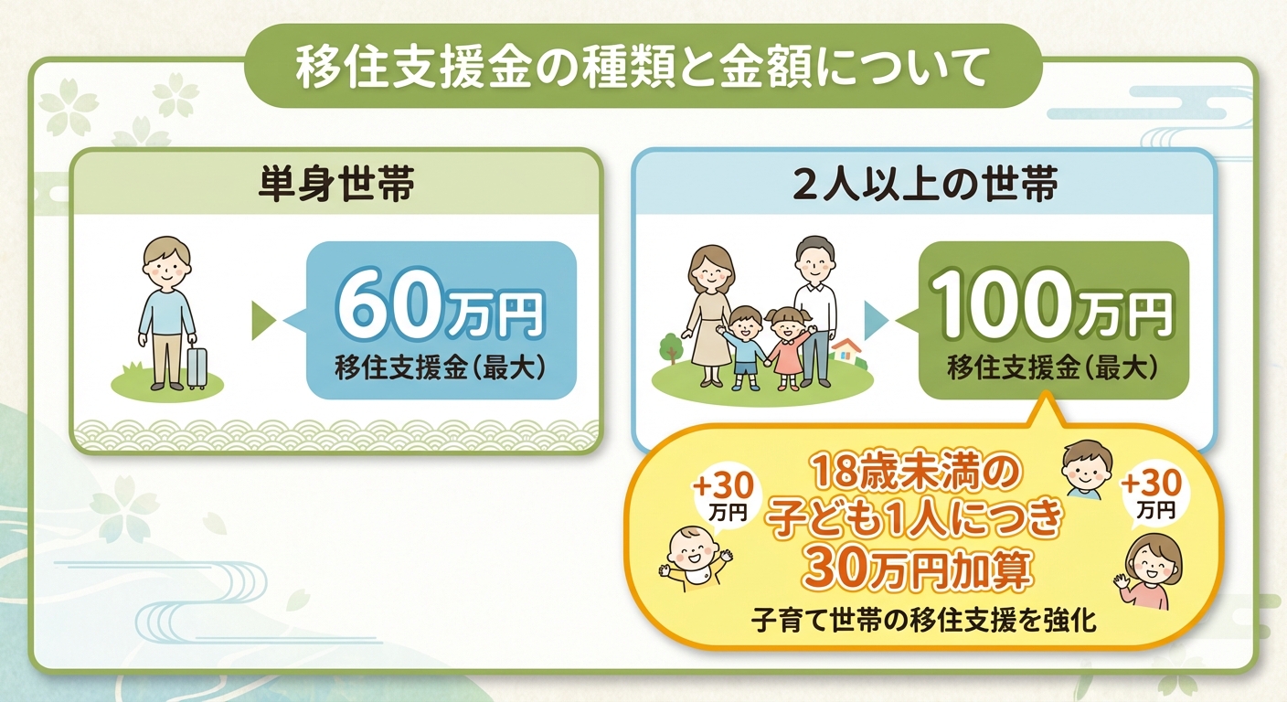 AI図解: 移住支援金の世帯別支給額シミュレーション
