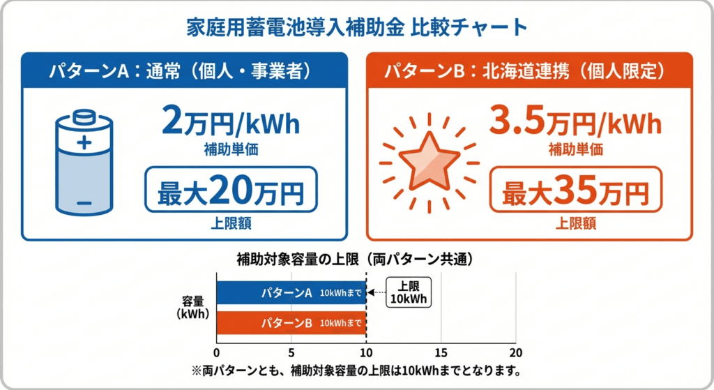AI図解: 補助金額の2つのパターン比較シミュレーション