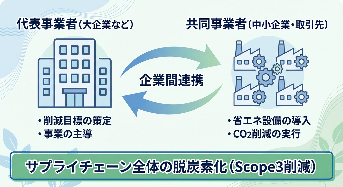 AI図解: 企業間連携（代表事業者と共同事業者）の役割図解
