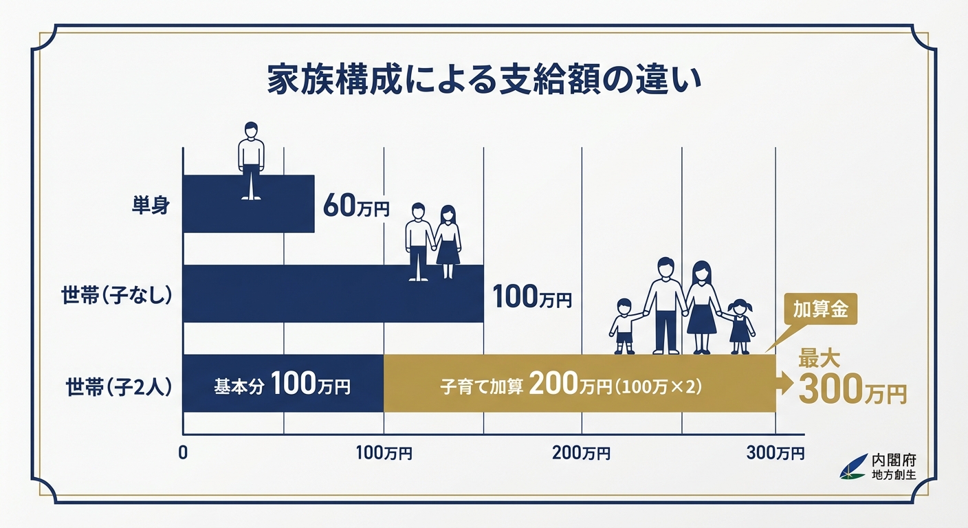 AI図解: 家族構成別の最大支給額シミュレーション