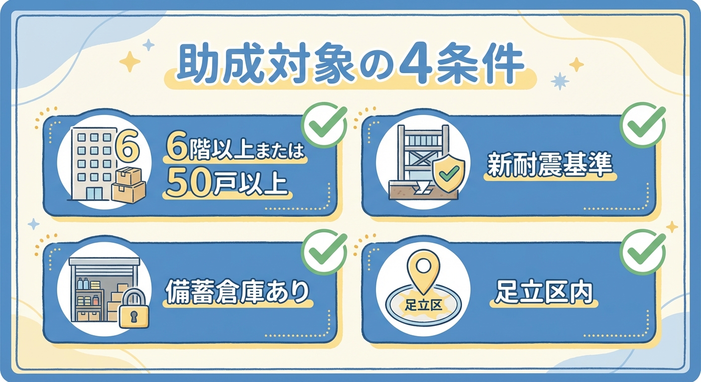 AI図解: 対象マンションの4つの判定チェックリスト