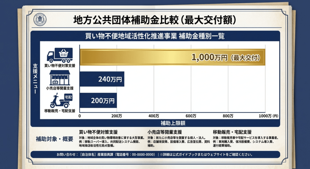 AI図解: 3つの支援メニューと補助上限額の比較