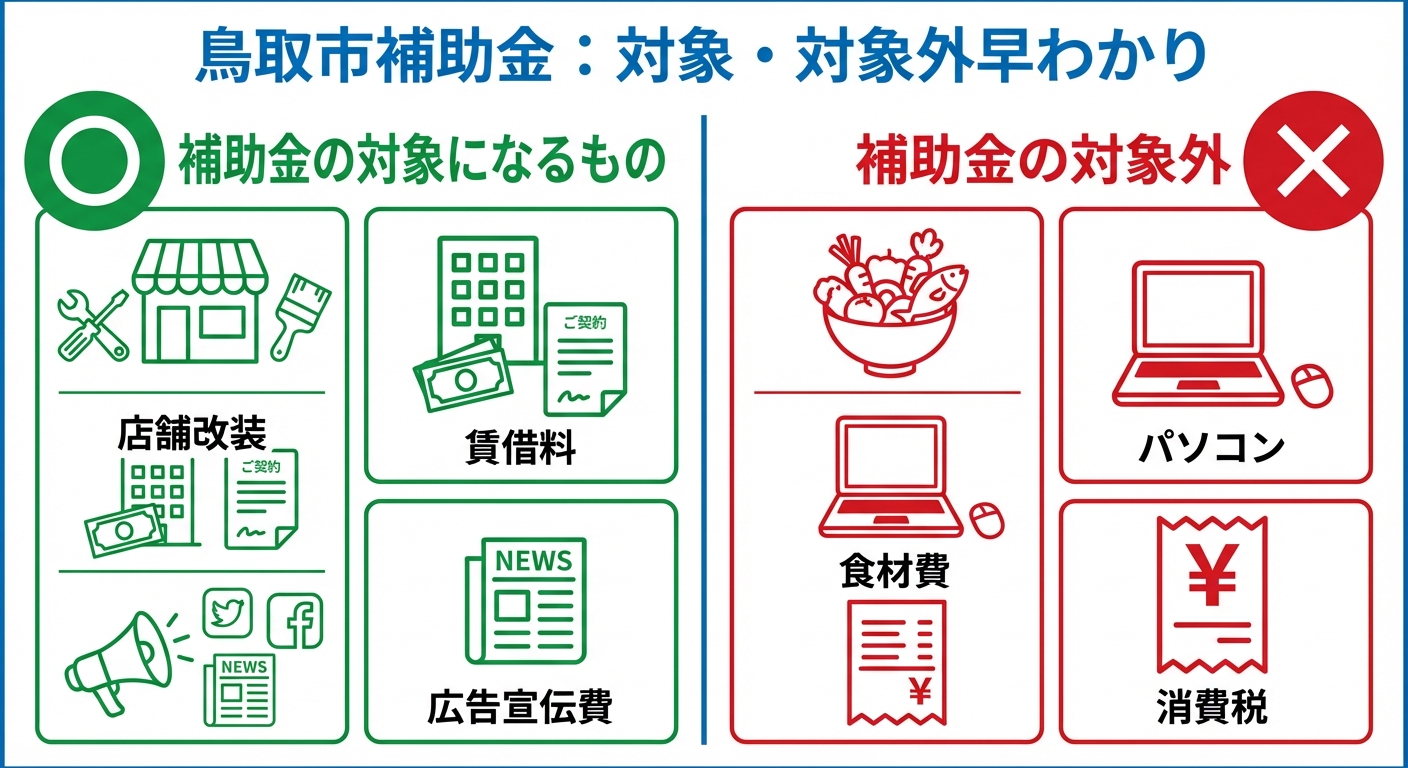 AI図解: 補助対象経費のOK/NG仕分け図解