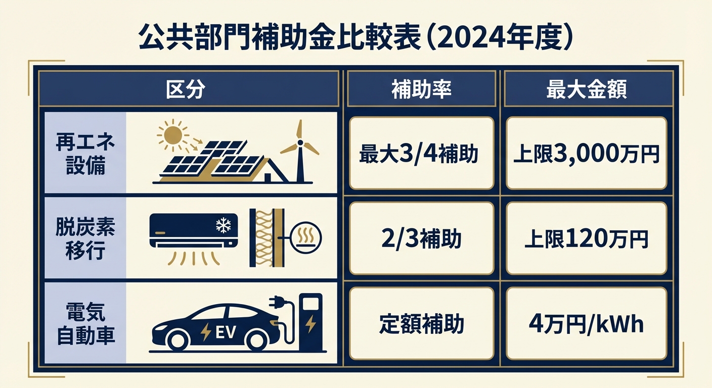AI図解: 補助金メニュー別：支援内容と補助上限の比較表