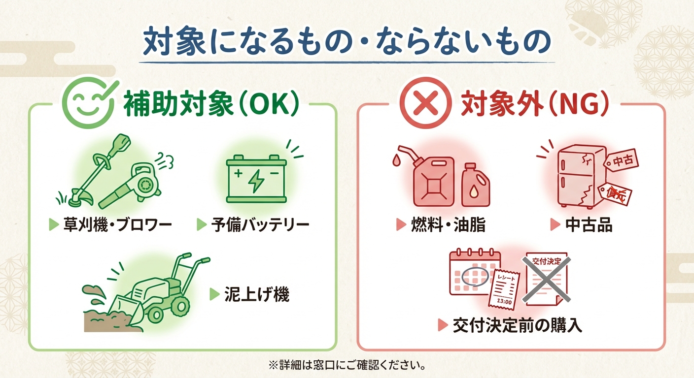 AI図解: 補助対象・対象外の切り分け（OK/NGリスト）