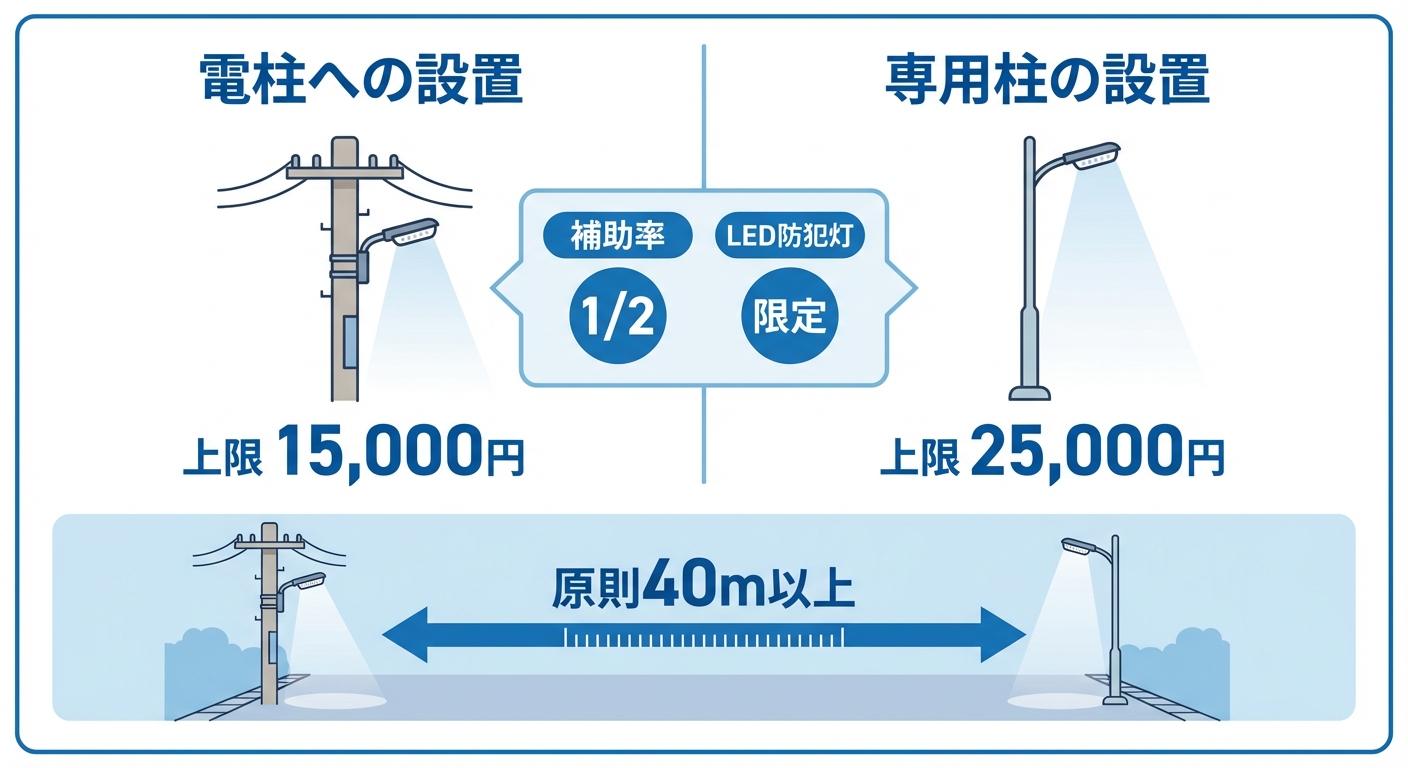 AI図解: 設置タイプ別の補助金額と条件の比較