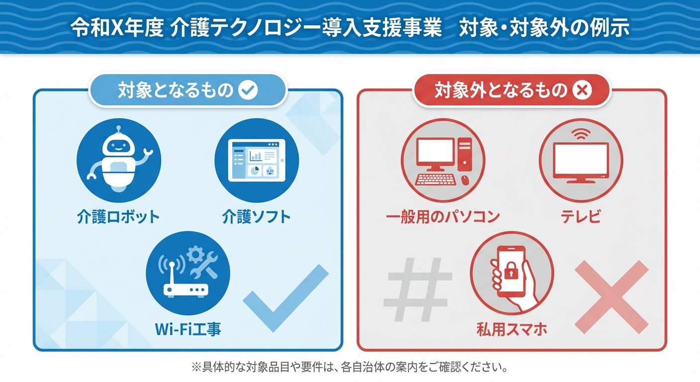 AI図解: 補助対象となる経費の「対象・対象外」仕分け図解