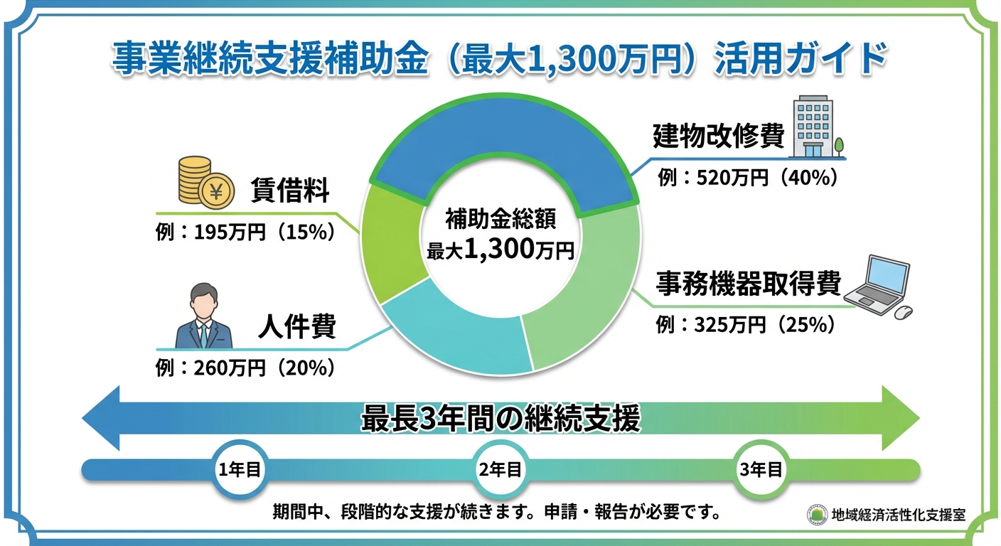 AI図解: ひょうごイノベーション拠点開設支援の経費内訳と支援期間