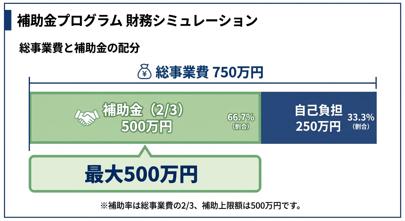 AI図解: 補助金受給の金額シミュレーション