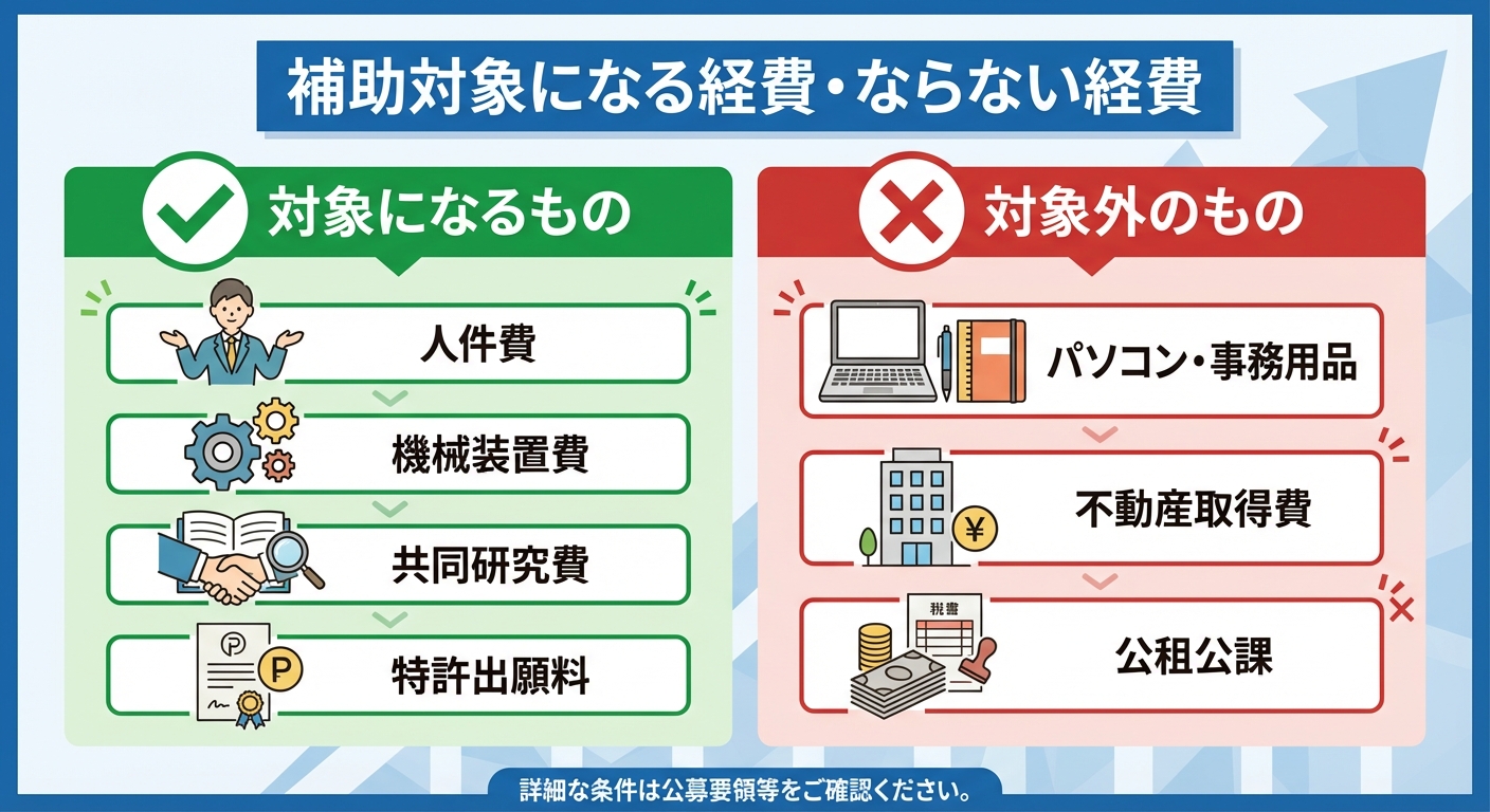 AI図解: 対象経費と対象外経費の比較図解