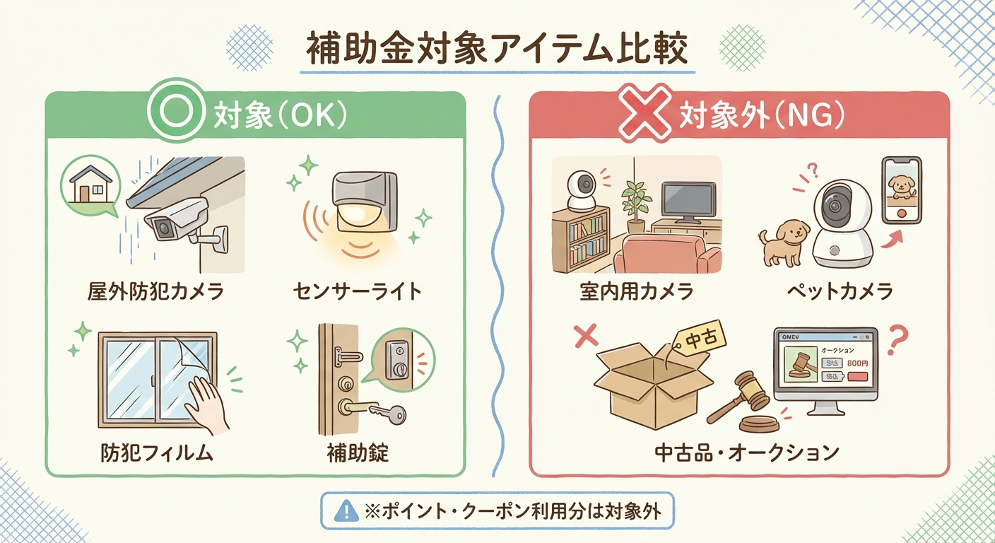 AI図解: 補助対象・対象外アイテムの比較判別図
