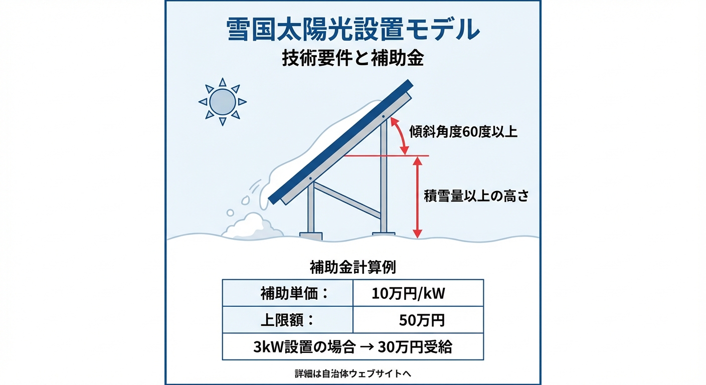 AI図解: 雪国太陽光設置モデルの技術要件と補助金シミュレーション