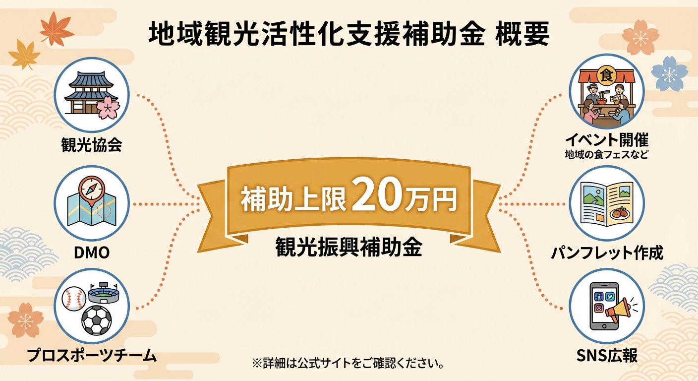 AI図解: 地域の食を活かした観光支援事業の対象組織と活動内容