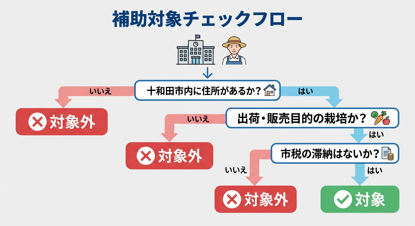 AI図解: 補助対象者判定チェックフロー