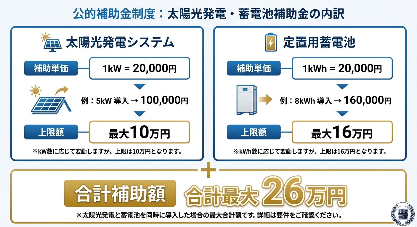 AI図解: 補助金額の内訳と合計シミュレーション