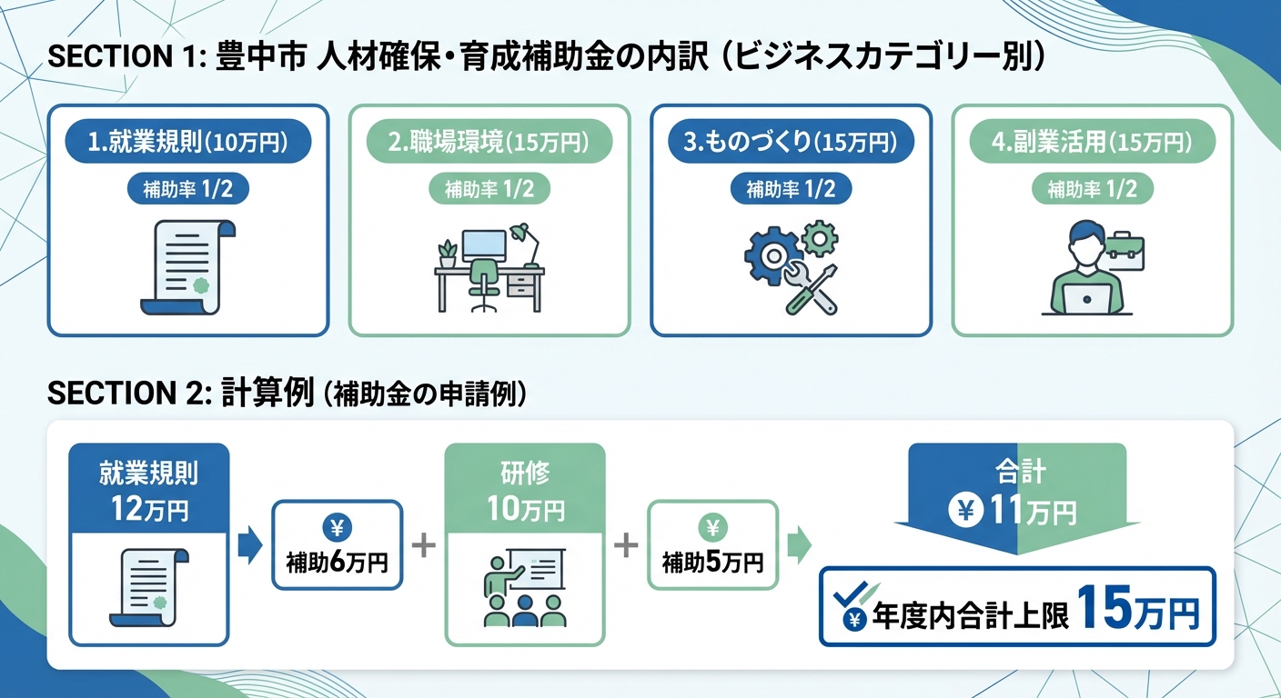 AI図解: 4つの事業区分と補助金シミュレーション