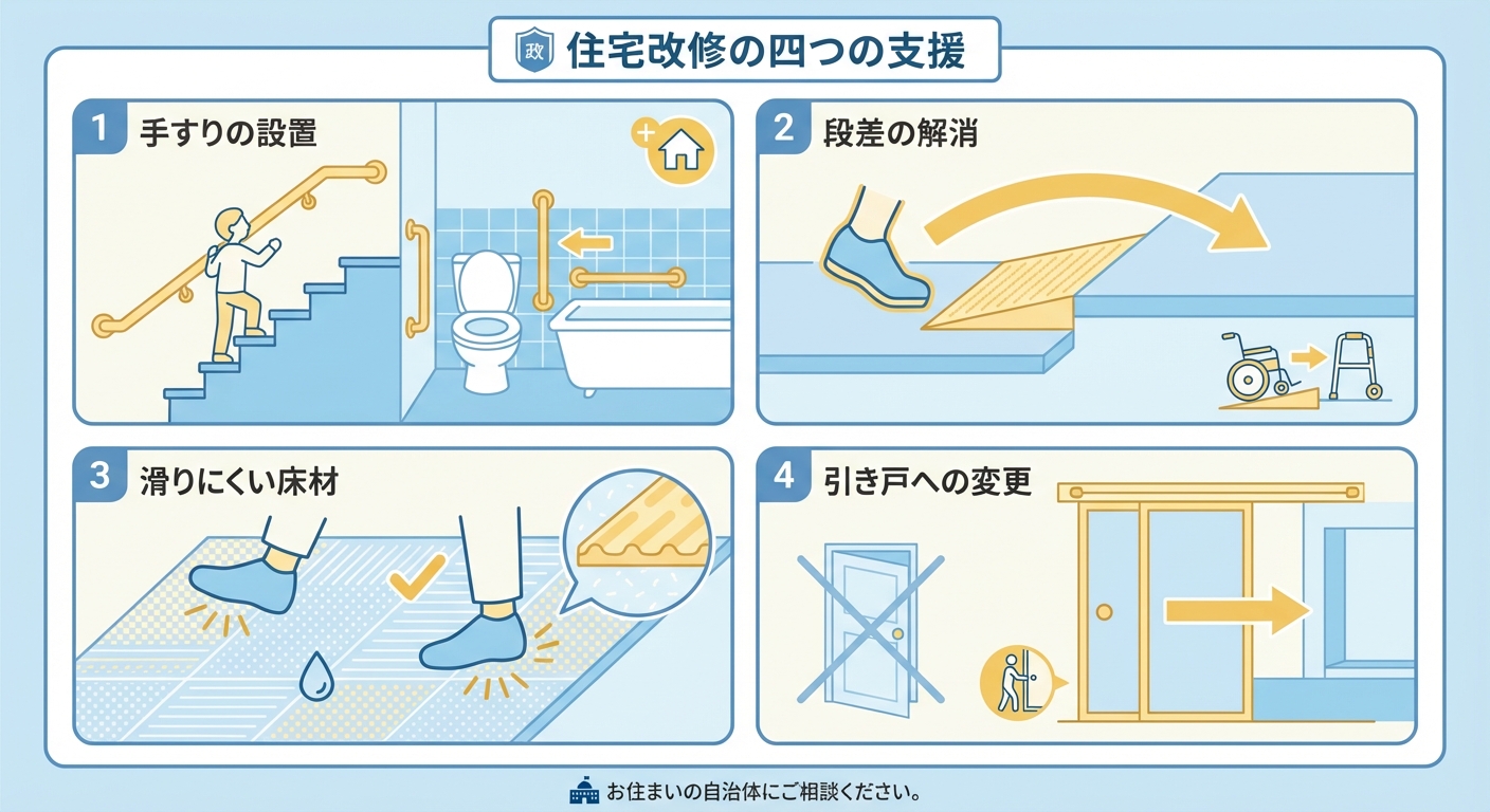 AI図解: 4つの主な補助対象工事のビジュアル図解