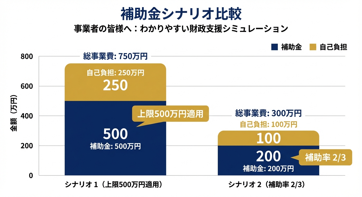 AI図解: 補助金額・自己負担のシミュレーション図解