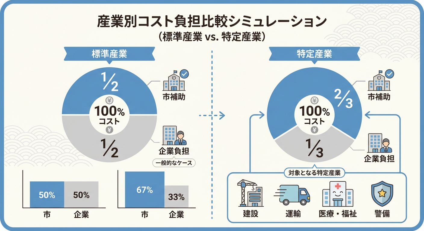 AI図解: 特定業種における補助率引き上げのシミュレーション