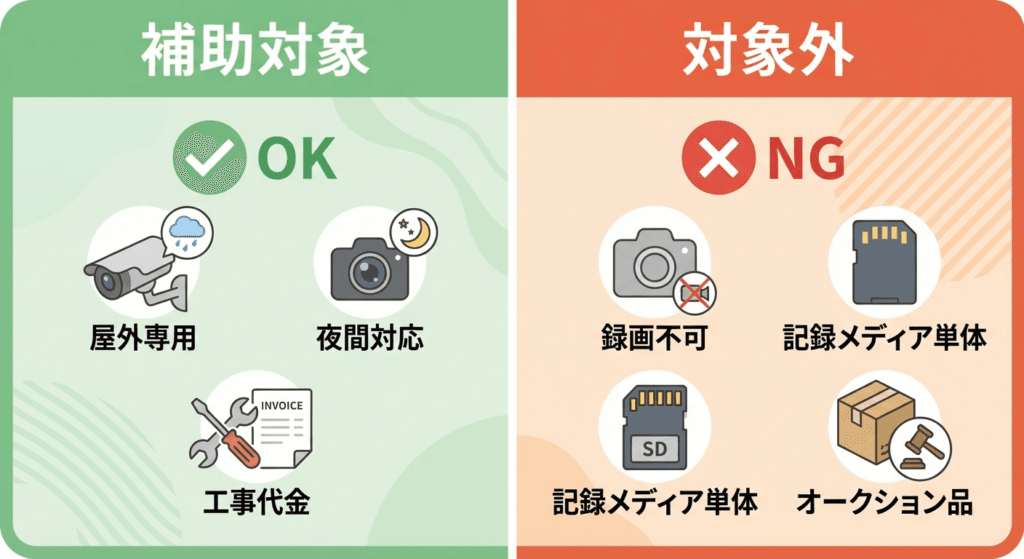 AI図解: 補助対象・対象外のチェックリスト(OK/NG比較図)