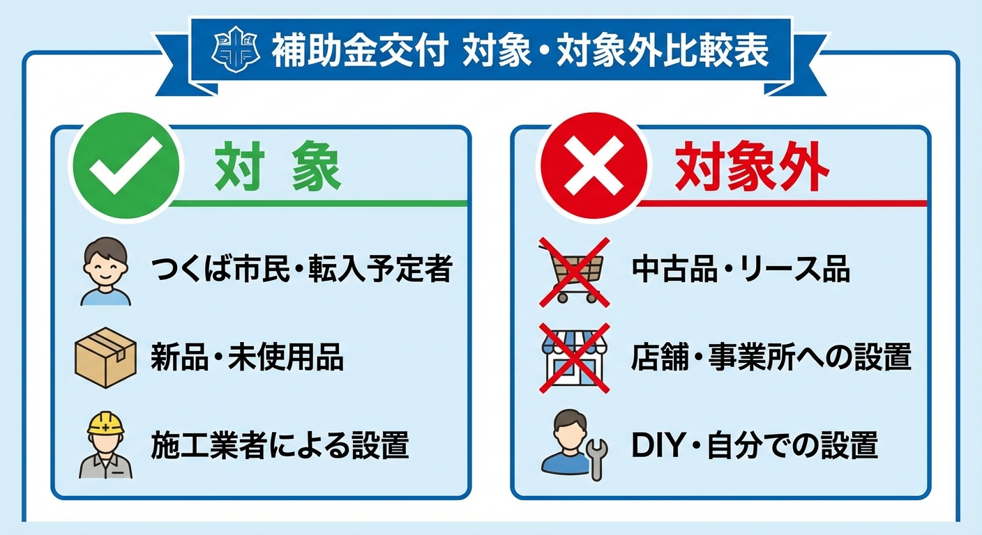 AI図解: 補助対象になるケース・ならないケースの比較図