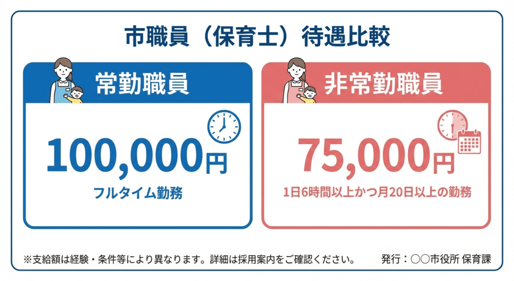 AI図解: 雇用形態別の給付金額と条件の比較
