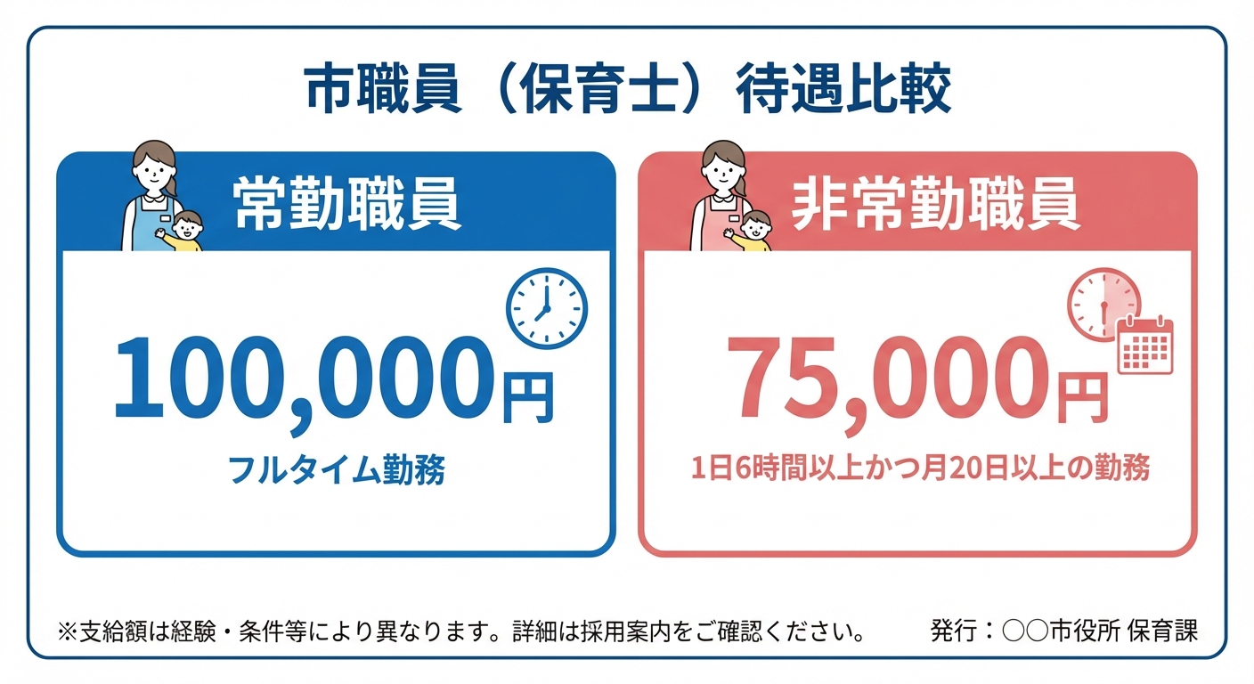 AI図解: 雇用形態別の給付金額と条件の比較