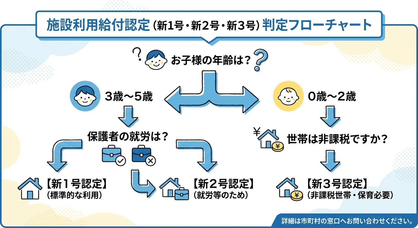 施設等利用給付認定の区分フローチャート