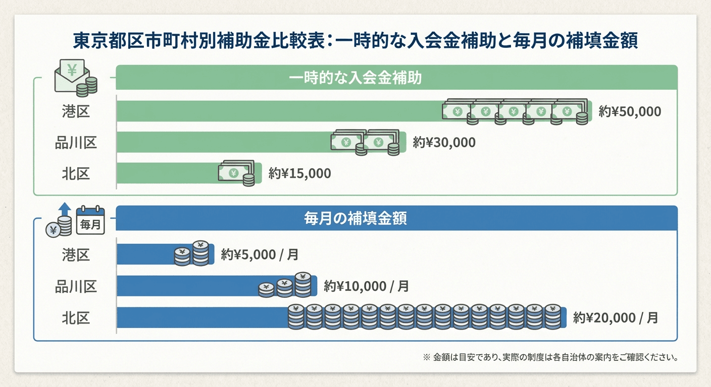 自治体別の補助金比較図解