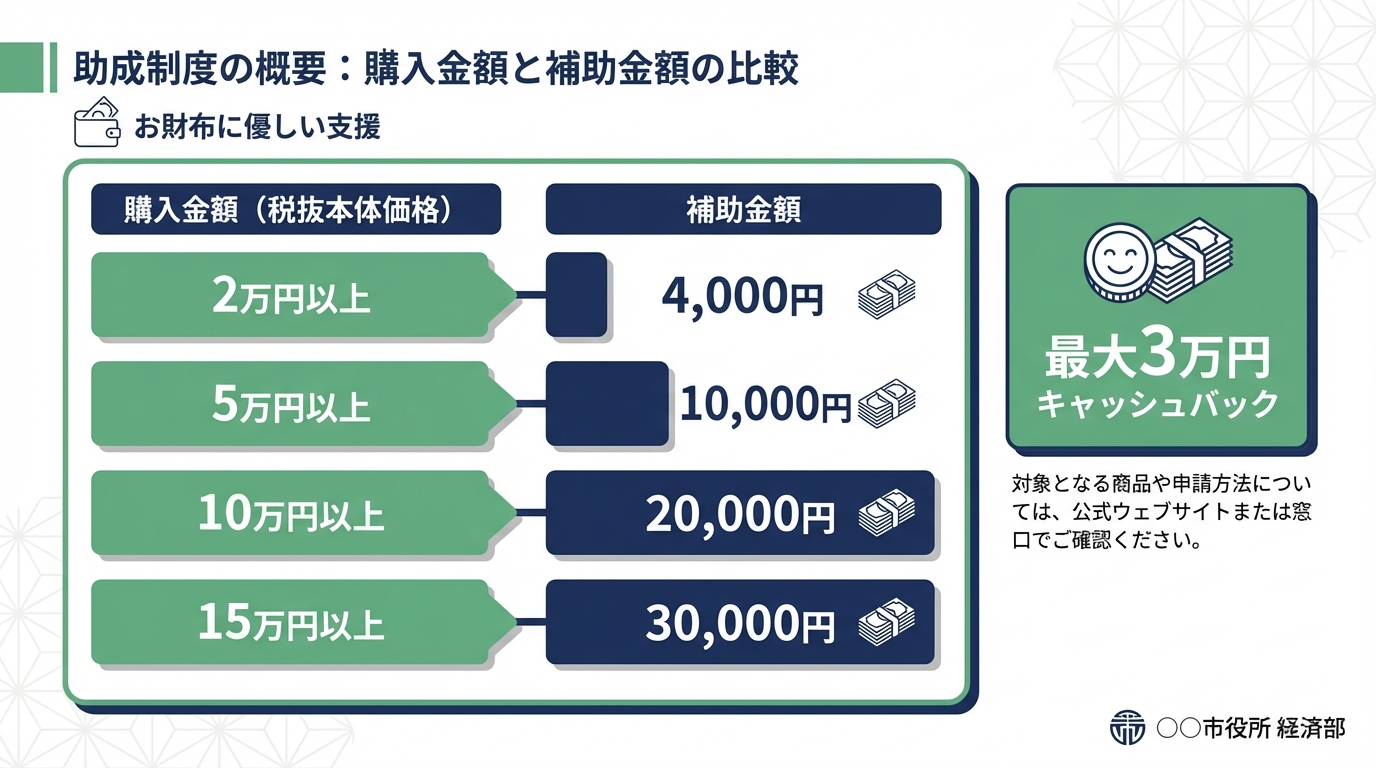 AI図解: 購入金額(税抜)に応じた補助金額の早見表