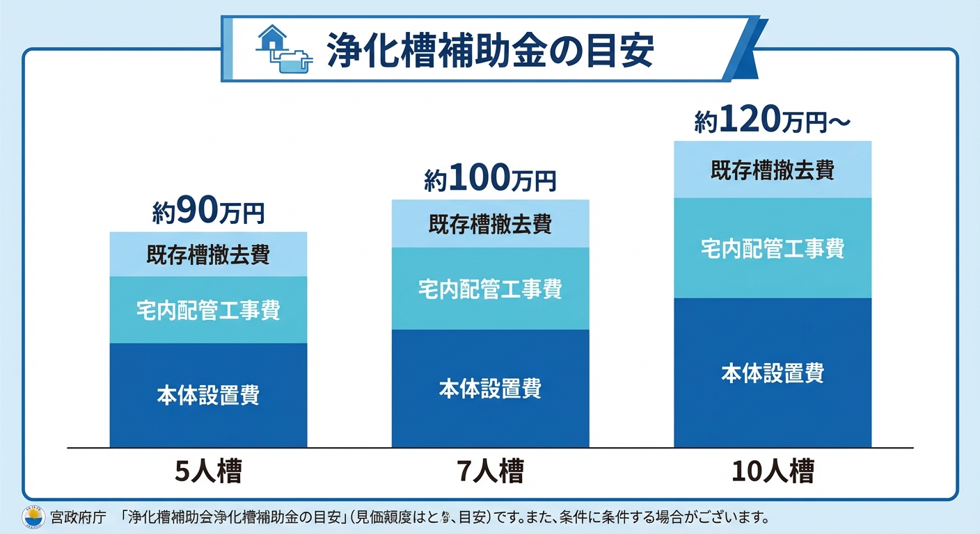 AI図解: 人槽別の補助金額シミュレーション（積み上げグラフ）
