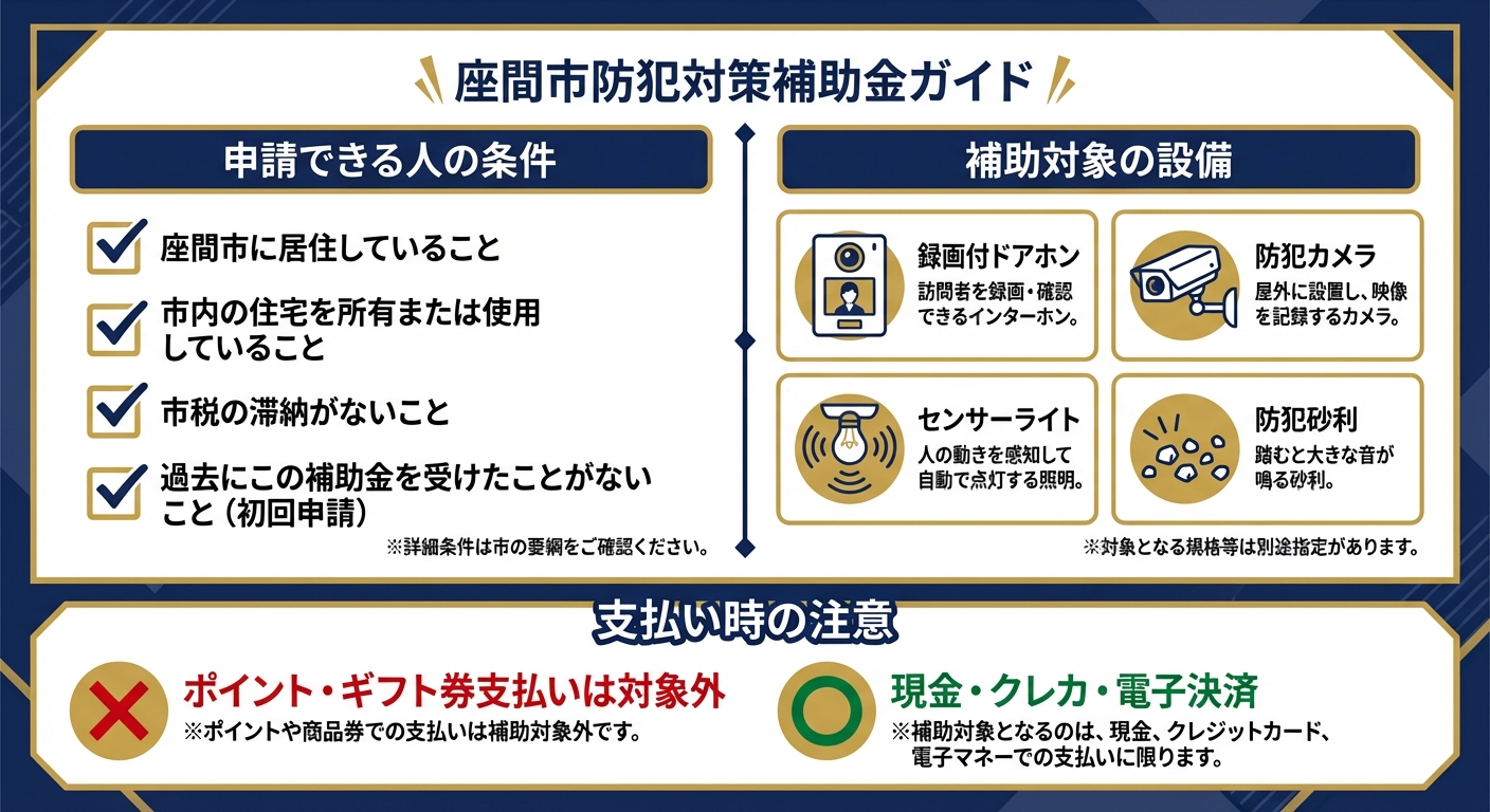AI図解: 対象者・対象設備・支払い方法のチェックリスト
