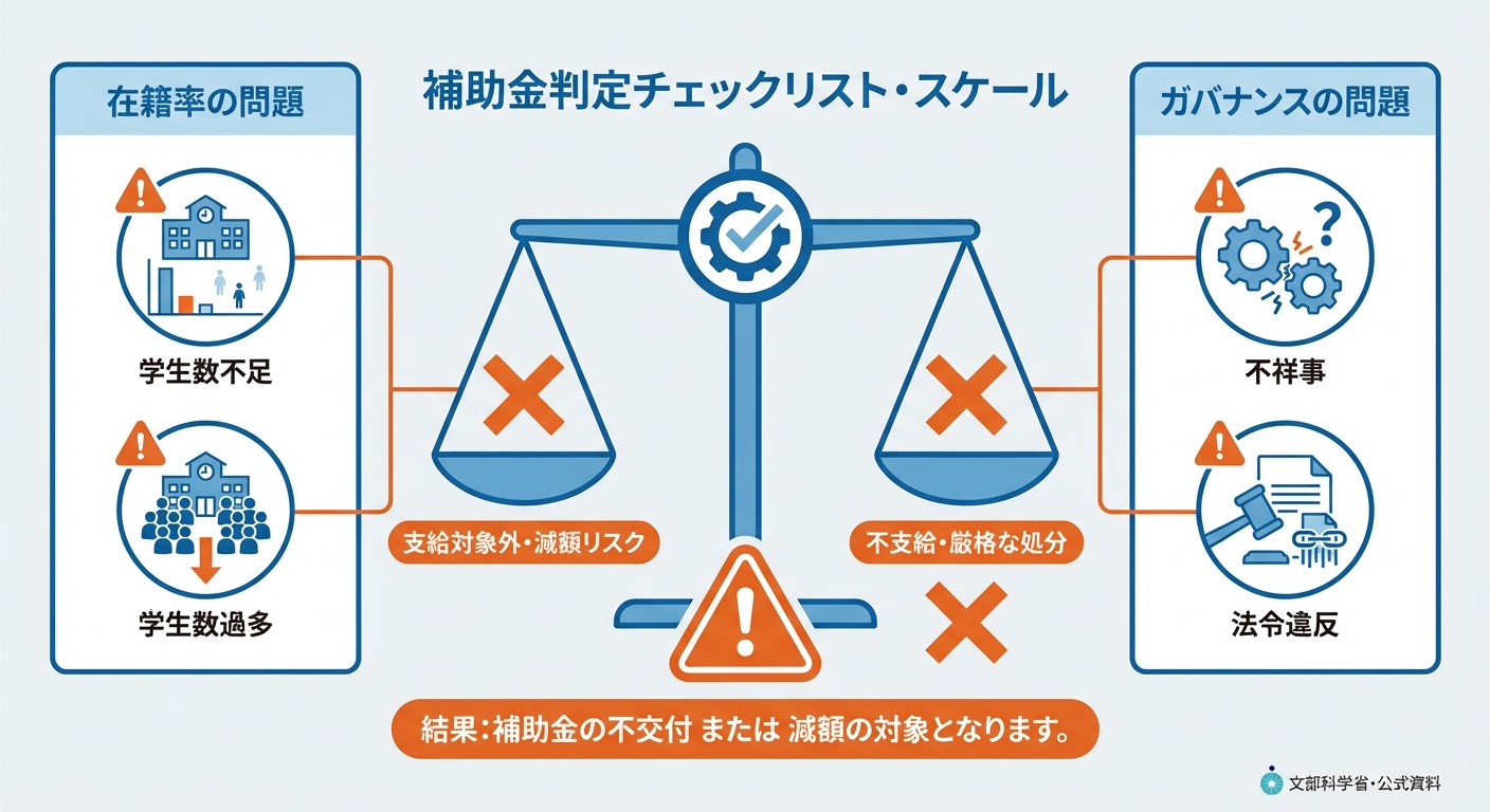 AI図解: 補助金の減額・不交付となる判定基準とリスク