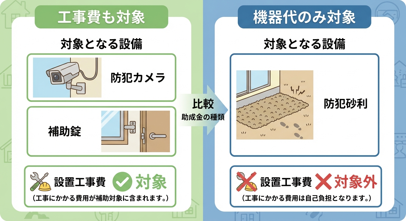 AI図解: 対象品目ごとの工事費「対象・対象外」早見表