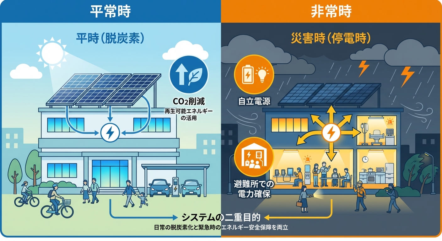 AI図解: 平時と災害時:二役を果たす自立型エネルギーの仕組み