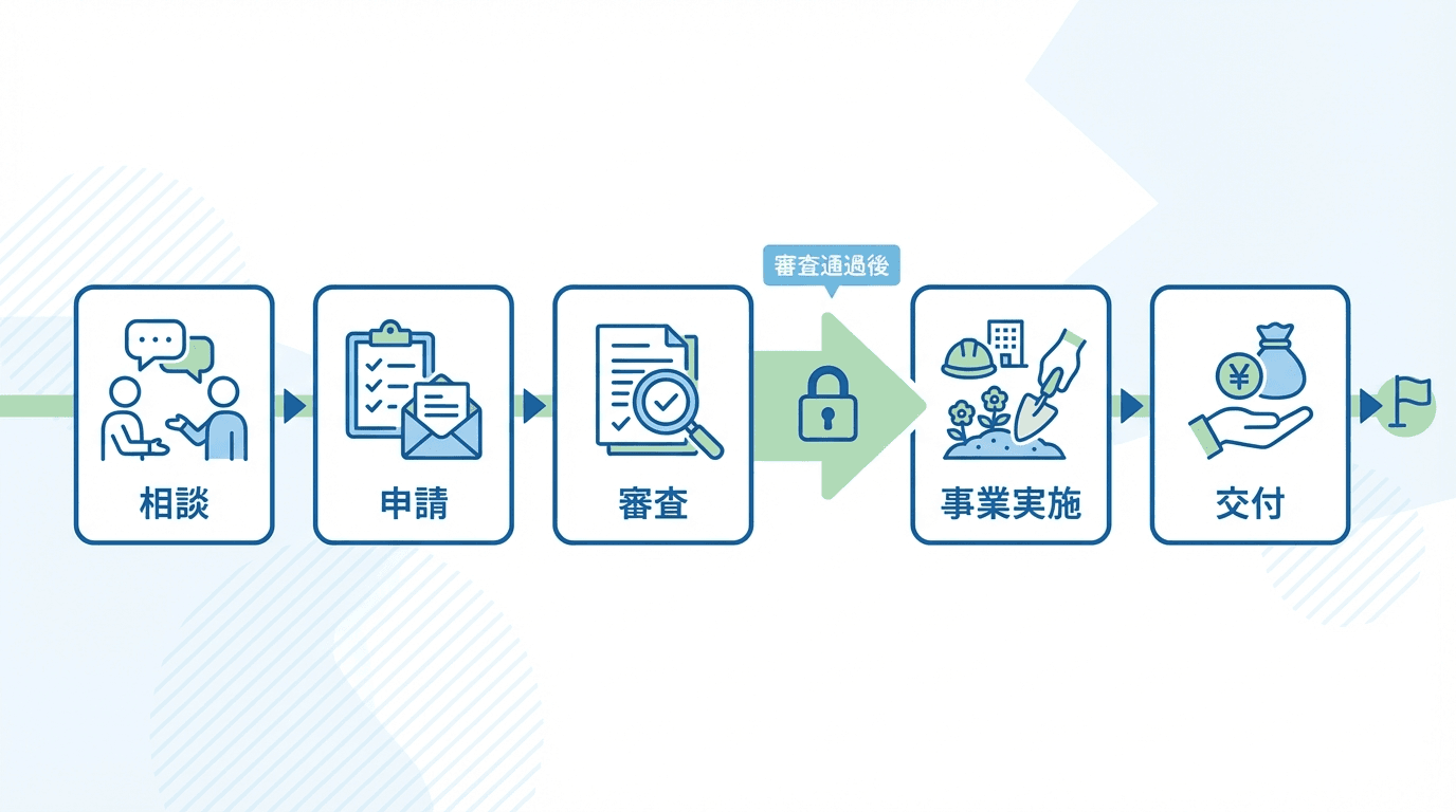 AI図解: 申請から補助金受取までの5つのステップ