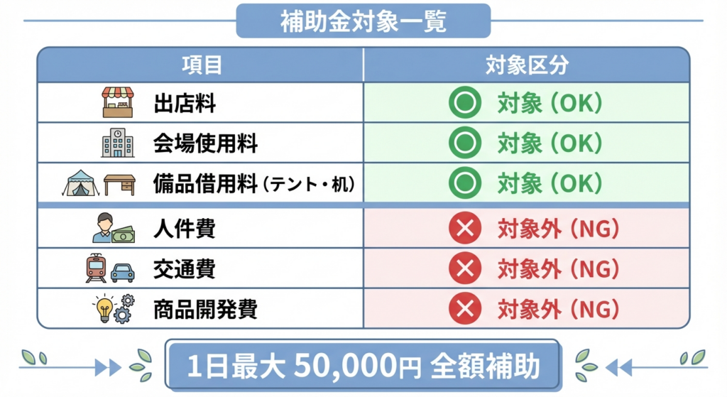 AI図解: 補助対象経費と対象外経費の〇×仕分け