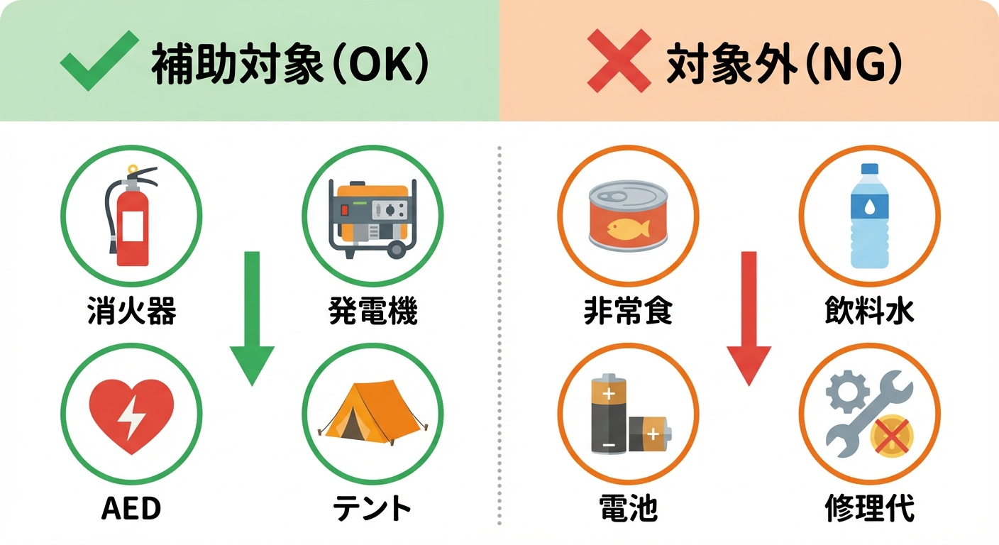AI図解: 補助対象・対象外の資機材早見表