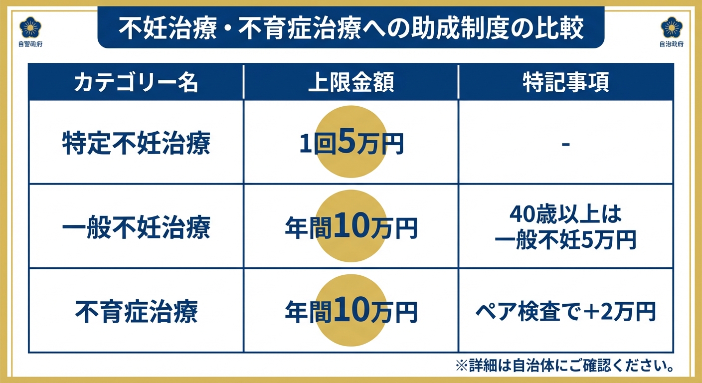 AI図解: 治療区分ごとの助成金額・条件比較表