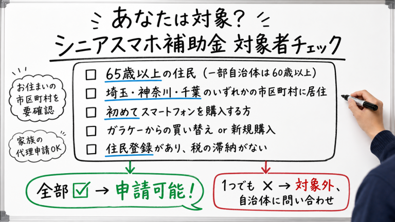 シニアのスマホ補助金2026【埼玉・神奈川・千葉】一覧比較ガイドの概要画像